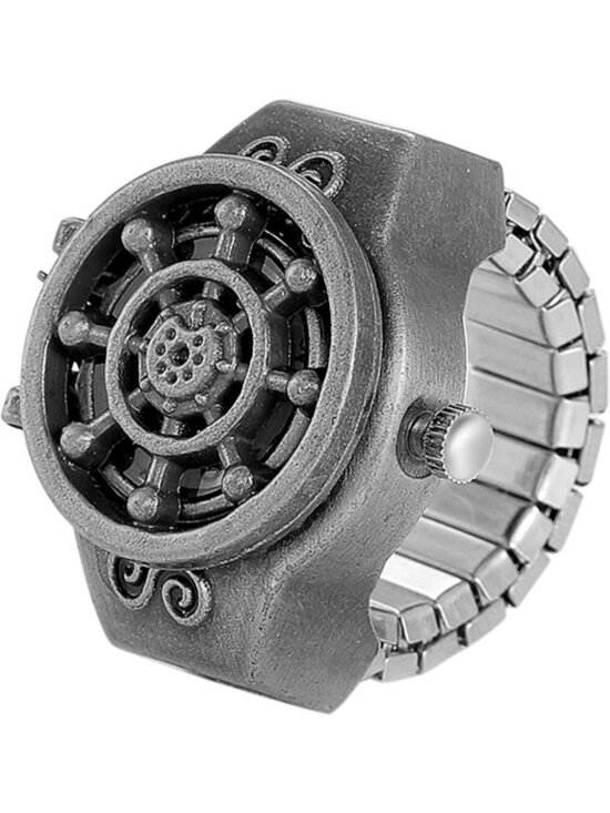 Other - Unisex All Black Analog Quartz Punk Helm Cover Adjustable Finger Ring Watch